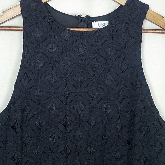 Tobi Little Black Dress Floral Lace Sleeveless - Picture 2 of 7